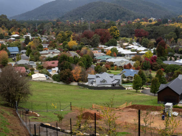 istock Suburban neighbourhood in valley 1489058095