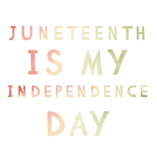 istock Watercolor text in red, yellow, green colors. Juneteenth is my Independence Day. Freedom Day. 1489058207