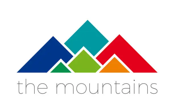 Vector illustration of abstract mountains made with square shapes. Vector template