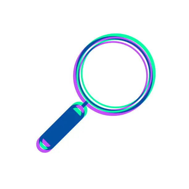 Vector illustration of Magnifying glass. Icon with two color overlay on white background