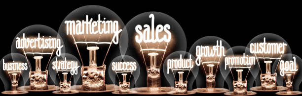 istock Light Bulbs with Marketing Sales Concept 1489065088