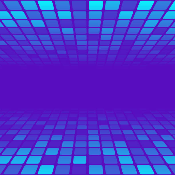 мозаика с квадратами и синим градиентом - модный 3d фон - dancing floor stock illustrations