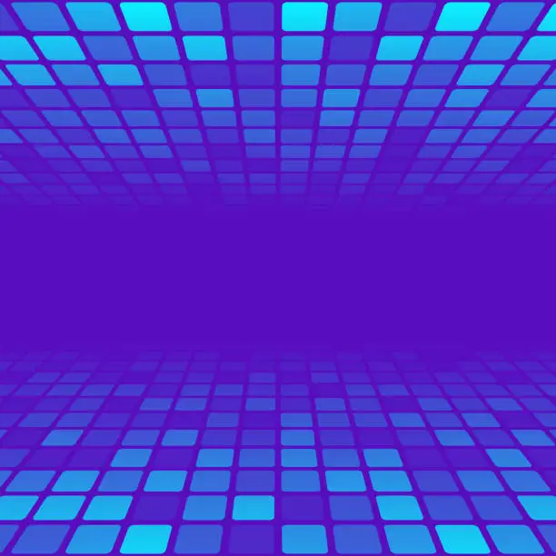 Vector illustration of Mosaic with squares and Blue gradient - Trendy 3D background