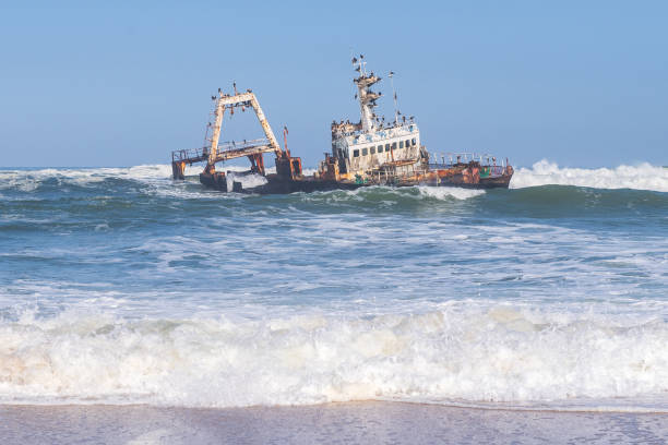 istock Wrecked trawler off the skeleton coast 1489068161