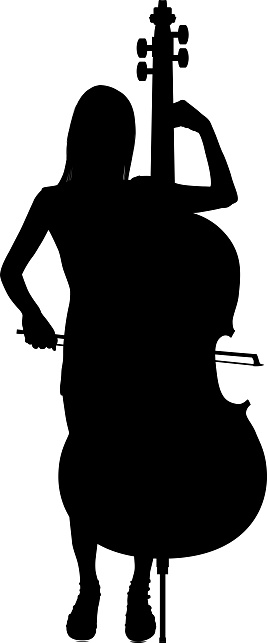 Double bass player silhouette.