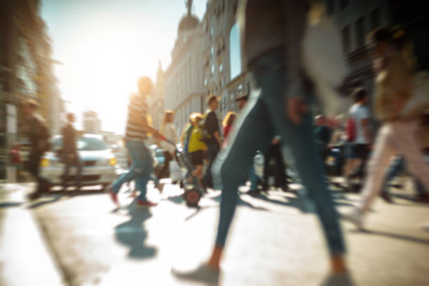 istock Tourists in Madrid, crossing the Gran Via 1489069766