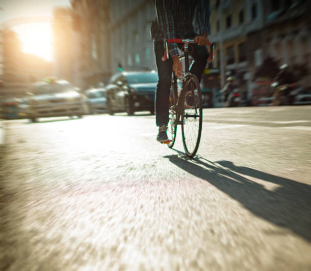 istock Cyclist in Madrid on the Gran Via 1489069863
