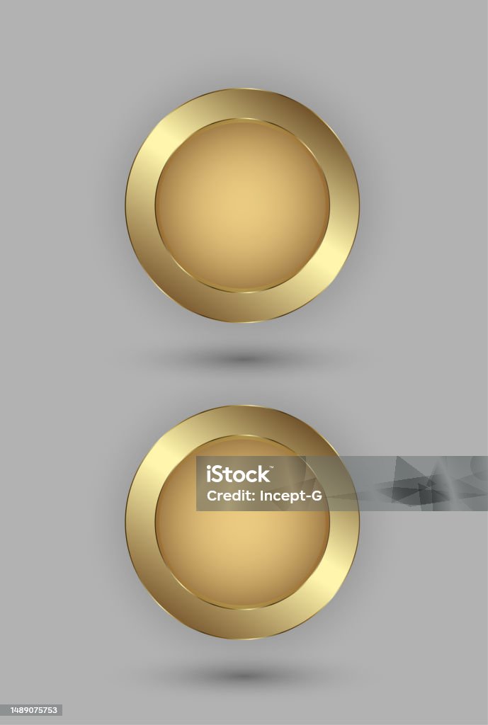 Golden Button Design 2 Golden Button Vector Illustration Design An Abstract Premium Circles ...