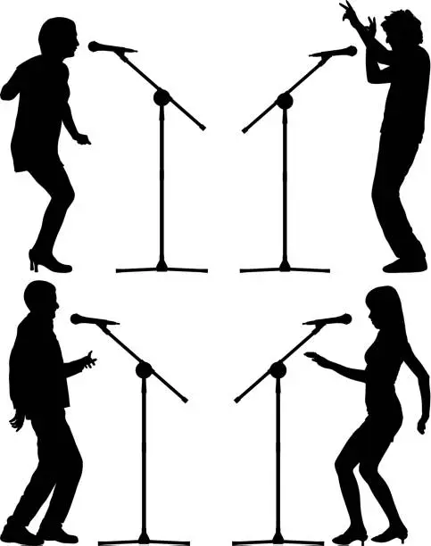 Vector illustration of Singer Silhouettes.