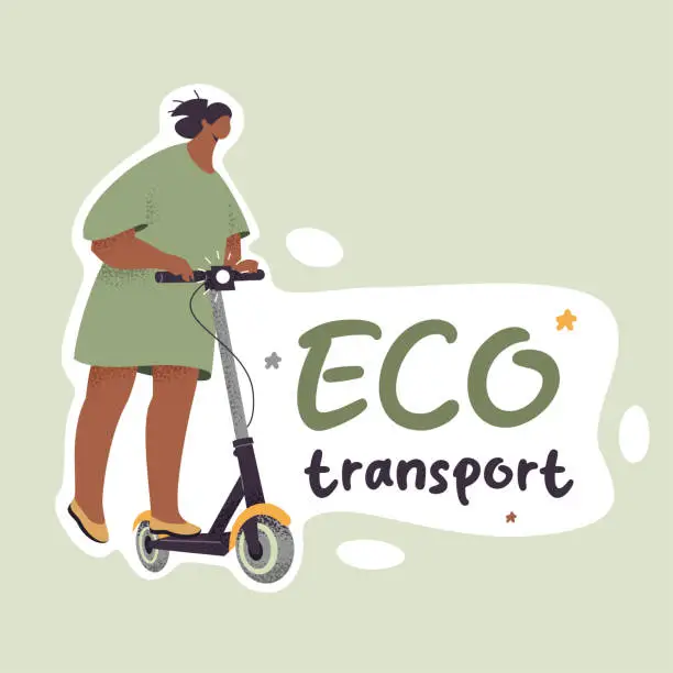 Vector illustration of Eco Transport Sticker Template