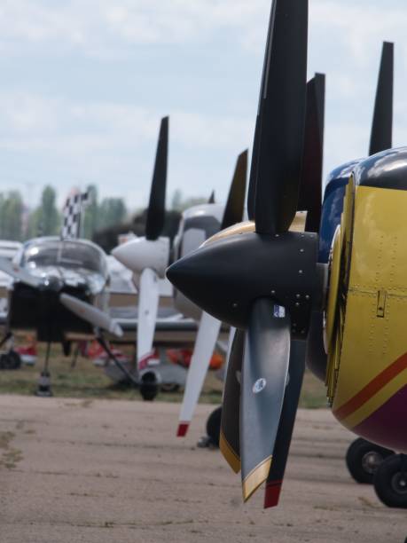 istock Front propeller of the parked airplanes 1489082814