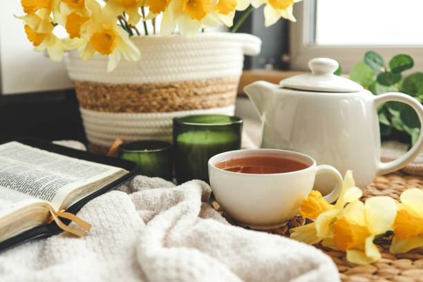 istock Open Bible in a cozy home interior. Good morning 1489082883
