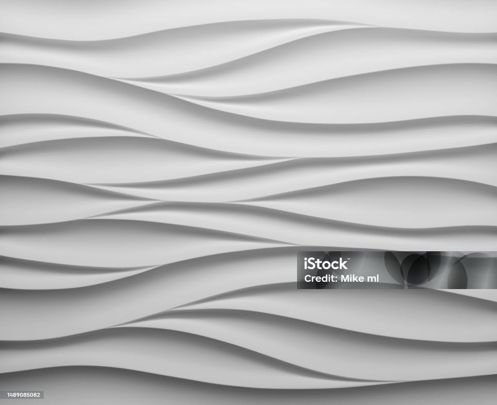 White Pattern Panel White Panel In The Form Of Waves3d Render Illustration Interior Wall ...