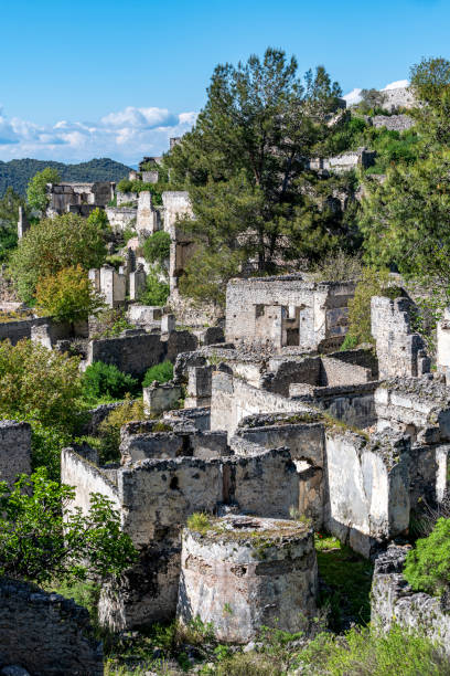 istock Abandoned Kayakoy (Levissi Village, Karmylassos) stone houses 1489086523
