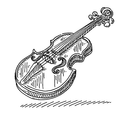 Hand-drawn vector drawing of a Violin Music Instrument. Black-and-White sketch on a transparent background (.eps-file). Included files are EPS (v10) and Hi-Res JPG.