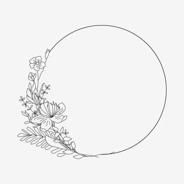 Vector illustration of Round frame made of beautiful branches.