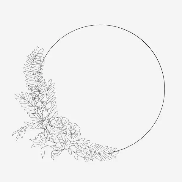 Vector illustration of Round frame made of beautiful branches.