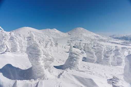 View of Zao mountain in winter, Yamagata Prefecture, Japan