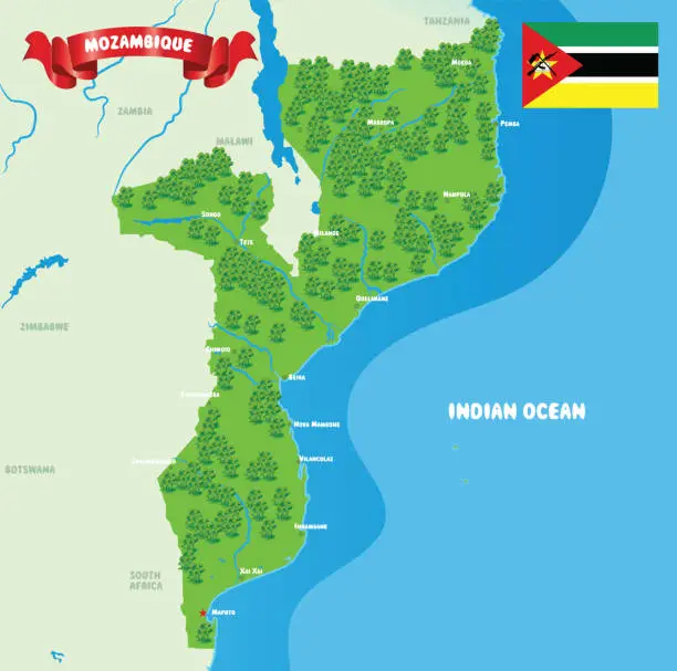 Vector illustration of Mozambique Map