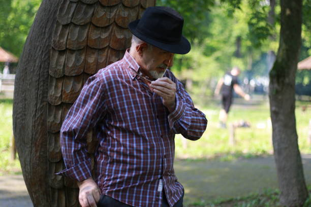 nature forest mature man active happy positive emotion empathy glasses