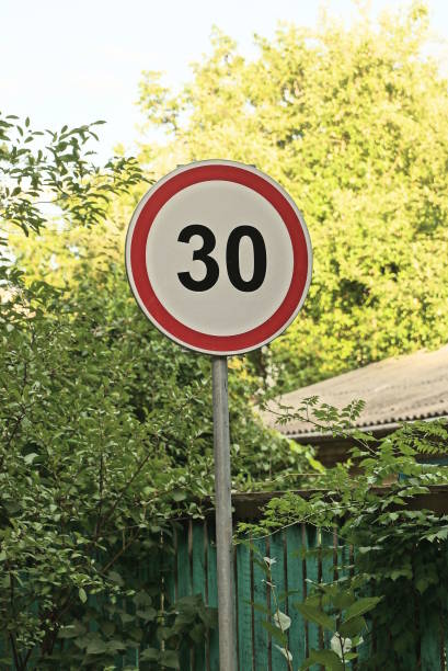 istock one round road sign speed limit thirty kilometers 1489094359