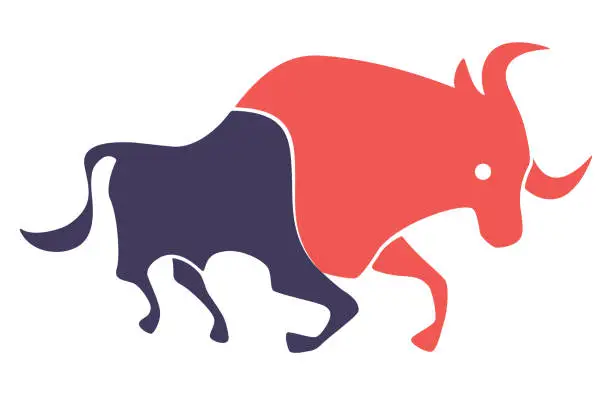 Vector illustration of angry bull running
