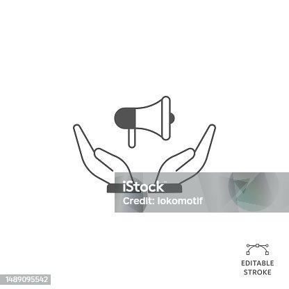 istock Freedom of Speech Flat Line Icon with Editable Stroke. The Icon is suitable for web design, mobile apps, UI, UX, and GUI design. 1489095542