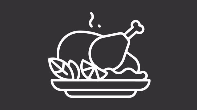Animated roasted chicken white icon