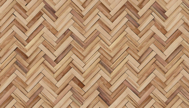 istock Luxury Hardwood Bamboo Zigzag Herringbone Pattern and 3D Rendered Wooden Fence Planks, Flooring, Interior Design, Home decor, tile able, interior design, Textures, Design, and Construction Project, minimalist Background, 1489098430