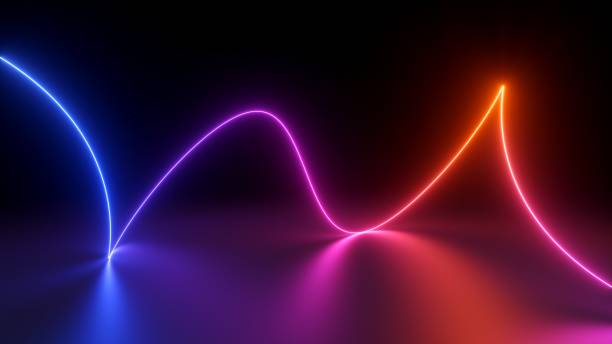 istock 3d render, abstract simple background. Glowing curvy neon line with loops, red pink blue violet gradient, minimalist wallpaper 1489099600