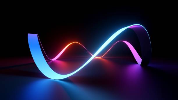 istock 3d rendering, abstract neon background with curvy glowing ribbon 1489099647