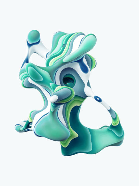 istock 3d rendering, abstract colorful curvy shape, clip art element isolated on white background. Creative wallpaper 1489099845