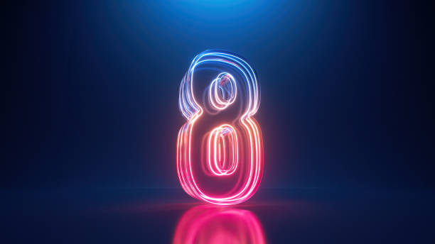 istock 3d rendering. Neon number six. Glowing colorful line inside the glass symbol 6 shape. Top chart 1489100538