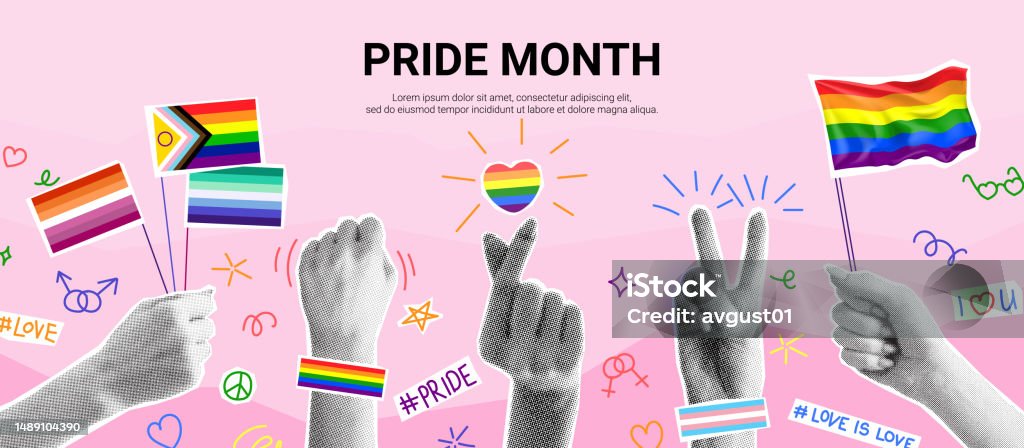 Concept de collage du Mois de la fierté - clipart vectoriel de Fierté libre de droits Concept de collage du Mois de la fierté - clipart vectoriel de Fierté libre de droits