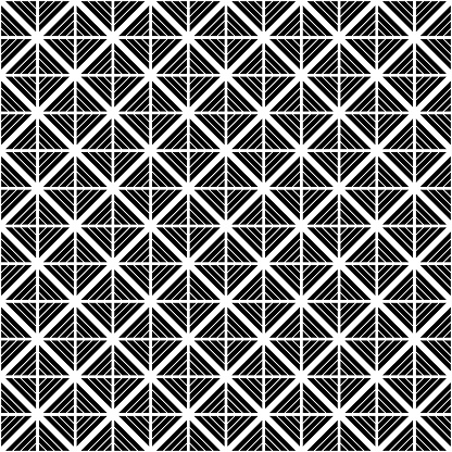 Black triangular striped squares pattern, on white background, with gaps