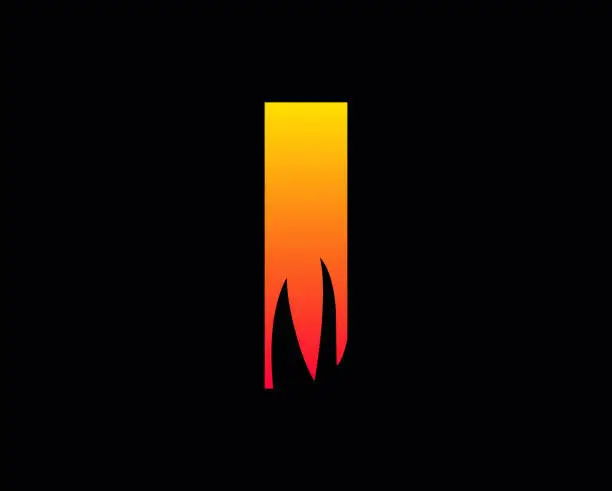 Vector illustration of I letter flame logo design fire logo