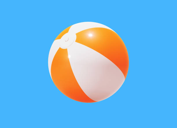 istock Orange And White Colored Beach Ball On Blue Background 1489112365