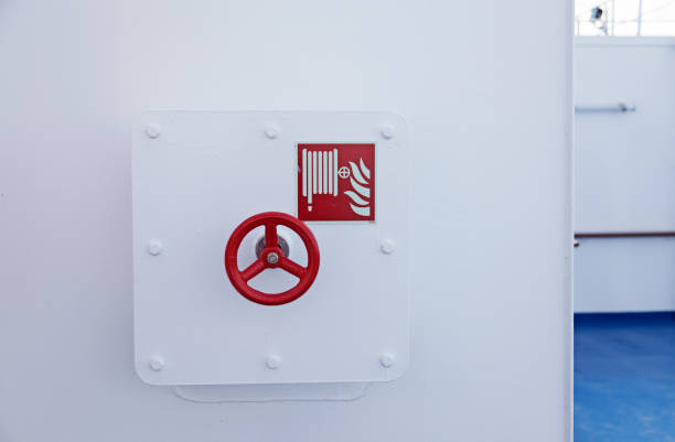 cabinet with steering wheel on boat for fire equipment