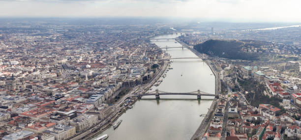 istock Budapest Old Town, Danube River and Elisabeth Bridge, Petofi Bridge in Background 1489115057