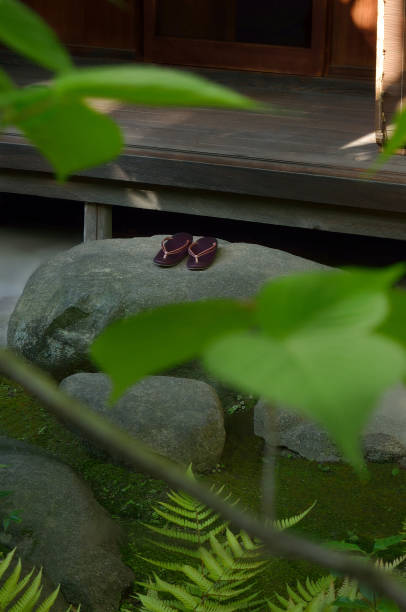 istock Japanese Styled Sandals in Front of Engawa 1489118491