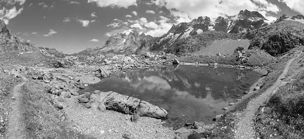 Full frame black and white Katla ice cave amazing landscape glacier