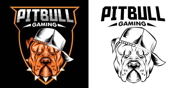 Vector illustration of Pitbull Mascot . Perfect for gaming , twitch, streamer, t-shirt design, merchandise, etc