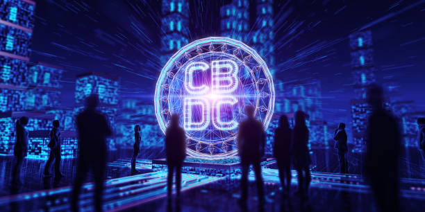 New digital currency CBDC. Virtual City Concept CBDC concept. 3D render central bank stock pictures, royalty-free photos & images