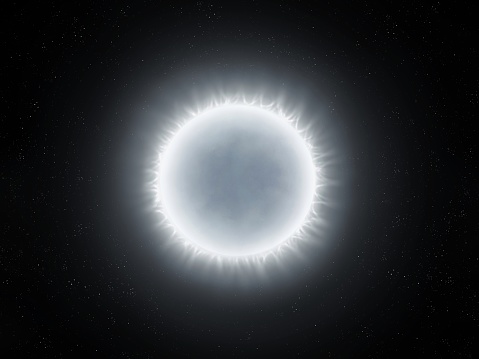 White dwarf isolated on black background. Remnant of a dead star in space. The core of the sun after his death.