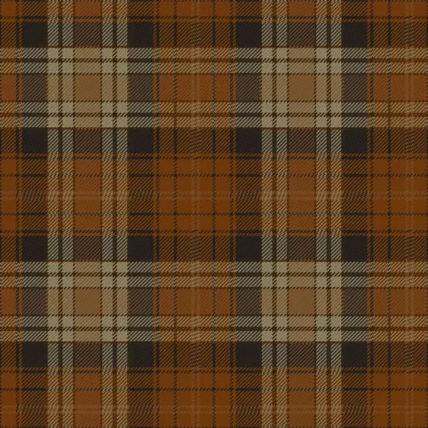 Vector illustration of Orange Scottish Tartan Plaid Pattern Fabric Swatch