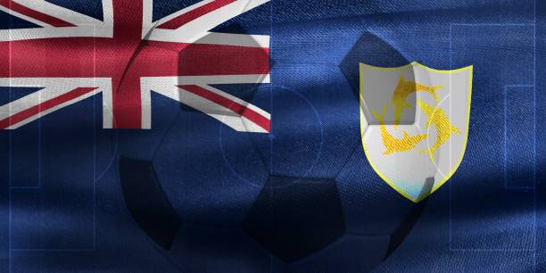 istock Anguilla flag - realistic waving fabric flag 1489136825