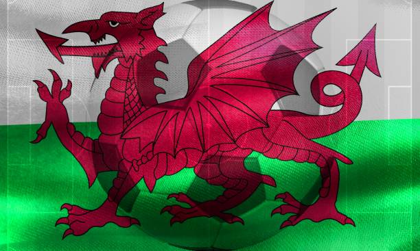 istock Wales flag - realistic waving fabric flag 1489138383
