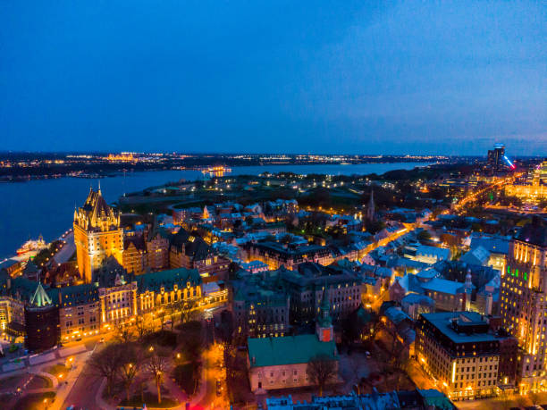 istock Aerial view of Old Quebec at night 1489141333