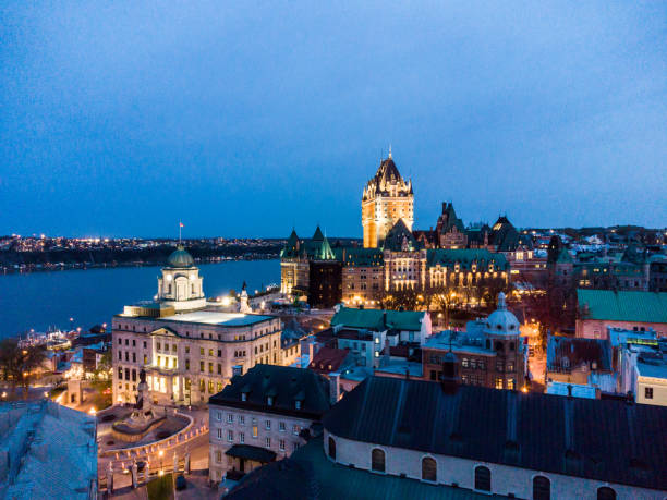 istock Aerial view of Old Quebec at night 1489141664