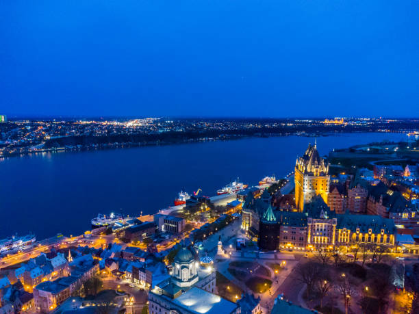 istock Aerial view of Old Quebec at night 1489141752